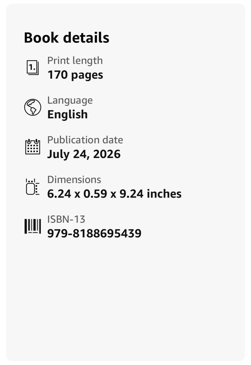 Book details ? 170 pages, English, published July 24 2026, ISBN 979-8188695439