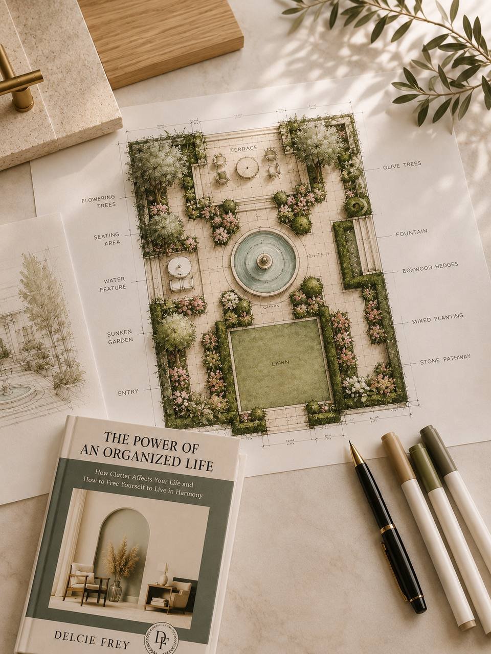 Space planning — watercolor garden plan