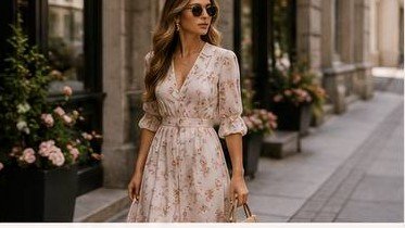 Elegant feminine look for day and night in soft tones